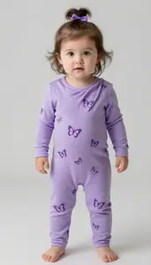 Baby Girl Superhero Soft Purple Jumpsuit With A Draped