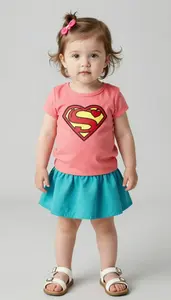 Baby Girl Superhero Soft Coral Hero Top With Heart Badge And