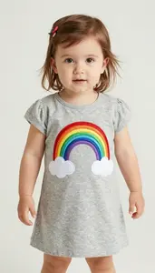 Baby Girl Superhero Soft Gray Marl Dress With A Big