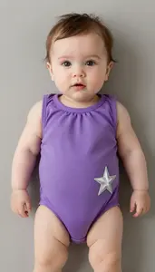 Baby Girl Superhero Soft Purple One Piece With A Gathered