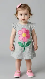 Baby Girl Superhero Soft Gray Marl Dress With A Big