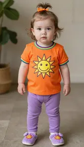 Baby Girl Superhero Sunny Orange Glow Shirt With Rainbow
