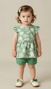 Baby Girl Superhero Toddler Wearing Sage Green Dress With