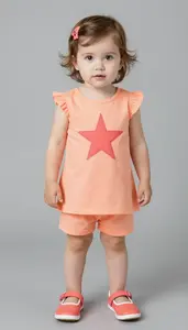 Baby Girl Superhero Toddler Wearing Peachy Orange Short