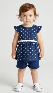 Baby Girl Superhero Toddler In Indigo Blue Dress With White