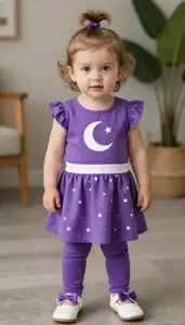 Baby Girl Superhero Toddler Wearing Purple Dress With White