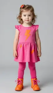 Baby Girl Superhero Toddler In Fuchsia Pink Dress With