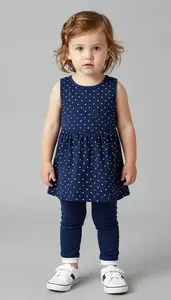 Baby Girl Superhero Toddler In Indigo Blue Dress With White