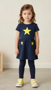 Baby Girl Superhero Young Girl Sporting Navy Blue Dress With