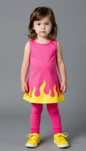 Baby Girl Superhero Young Girl Sporting Hot Pink Dress With