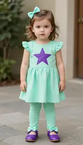 Baby Girl Superhero Young Girl Sporting Mint Green Dress