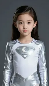 Girl Superhero Beautiful Silver And White Costume With Moon