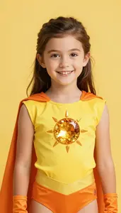 Girl Superhero Bright Cheerful Yellow Orange Costume With A
