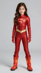 Girl Superhero Crimson Spark Suit Flame Boots