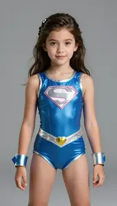 Girl Superhero Cyan And Silver Suit Wave Anklets