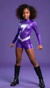 Girl Superhero Electric Purple Tight Suit With White