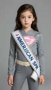 Girl Superhero Gray Sparkle Suit Storm Sash