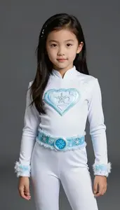 Girl Superhero Ice White Suit With Snowflake Trims Frost