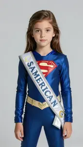 Girl Superhero Indigo Glow Suit Moon Sash