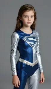 Girl Superhero One Side Deep Blue With Wave Patterns The