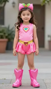Girl Superhero Peach Glow Suit Heart Boots