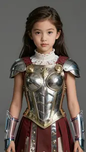 Girl Superhero Roman Style Breastplate Victorian Lace Collar