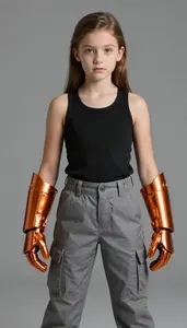 Girl Superhero Simple Durable Grey Work Pants And A Black