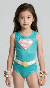 Girl Superhero Turquoise Armor With Shell Textures Coral