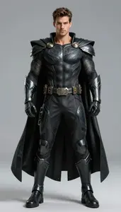 Male Superhero Athletic Build In Form Fitting Obsidian Suit
