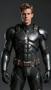 Male Superhero Blackened Steel Armor