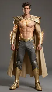 Male Superhero Confident Male Hero Wearing Open Torso Tan