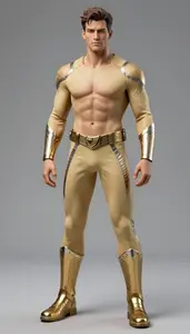 Male Superhero Male Figure In Smooth Topaz Outfit With