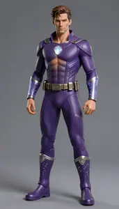 Male Superhero Male Figure In Textured Violet Outfit With