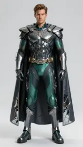 Male Superhero Male Figure In Woven Metal Fiber Construction