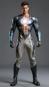 Male Superhero Muscular Male Warrior In Obsidian And Slate