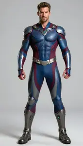 Male Superhero Muscular Male Warrior In Sapphire And Garnet