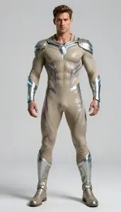 Male Superhero Muscular Male Warrior In Sienna And Titanium