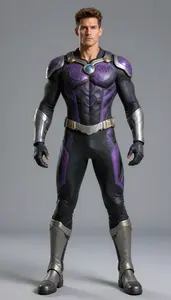 Male Superhero Muscular Male Warrior In Ebony And Lavender