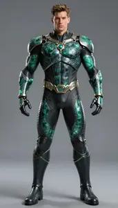 Male Superhero Powerful Male Physique In Obsidian And Jade