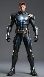 Male Superhero Powerful Male Physique In Ebony And Obsidian