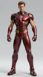 Male Superhero Powerful Male Physique In Garnet And Rust
