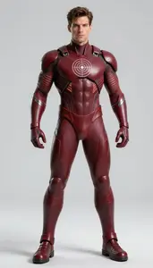Male Superhero Powerful Male Physique In Garnet And Maroon