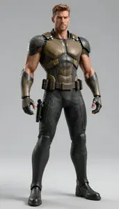 Male Superhero Powerful Male Physique In Ebony And Sienna