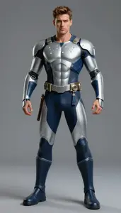 Male Superhero Powerful Male Physique In Silver And Midnight