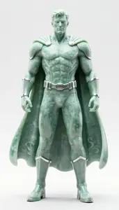 Male Superhero Sculpted Male Figure In Smooth Jade Outfit