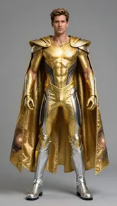 Male Superhero Striking Male Form In Self Adjusting
