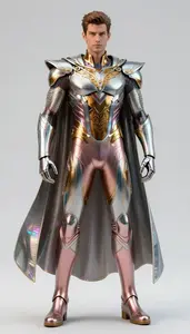 Male Superhero Striking Male Form In Iridescent Multi Phase