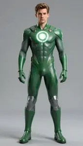 Male Superhero Striking Male Form In Smooth Reflective