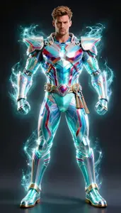 Male Superhero Strong Masculine Build Adorned In Prismatic