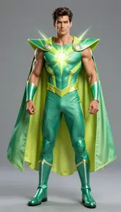 Male Superhero Strong Masculine Build Adorned In Flowing Yet